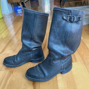 Frye leather mid height black riding boots